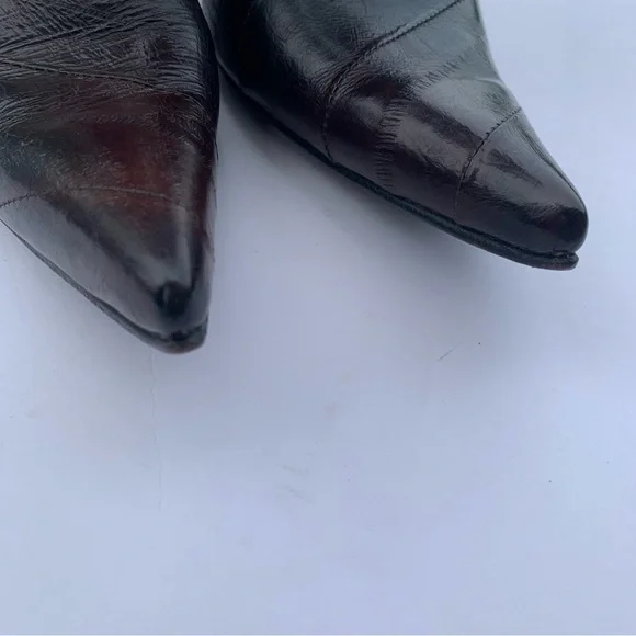 Lady Camp Fashion Exotic Eelskin Leather Boots Mobwife Whimsigoth Sz Mex 26/US 8 - Picture 5 of 11